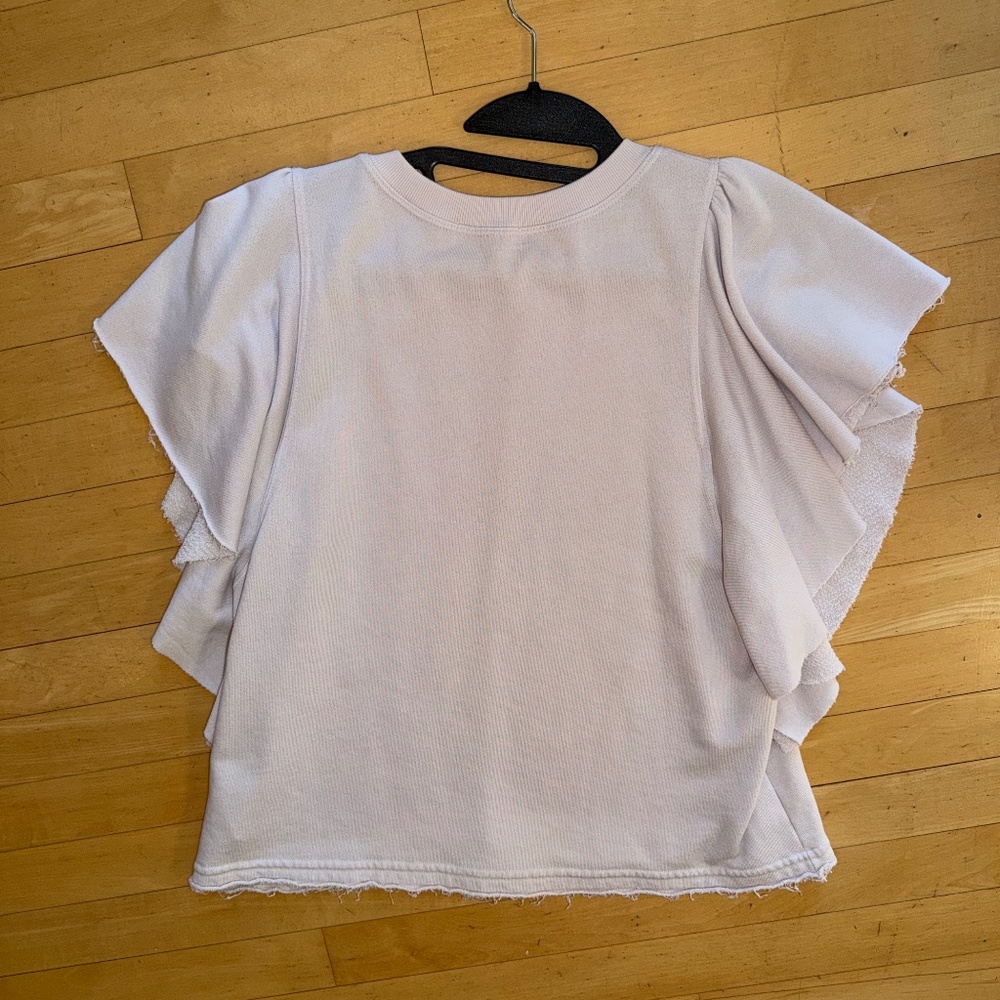 Michael Stars / tan Ariana flutter sleeve sweatshirt, M, GL1450 - Picture 4 of 4